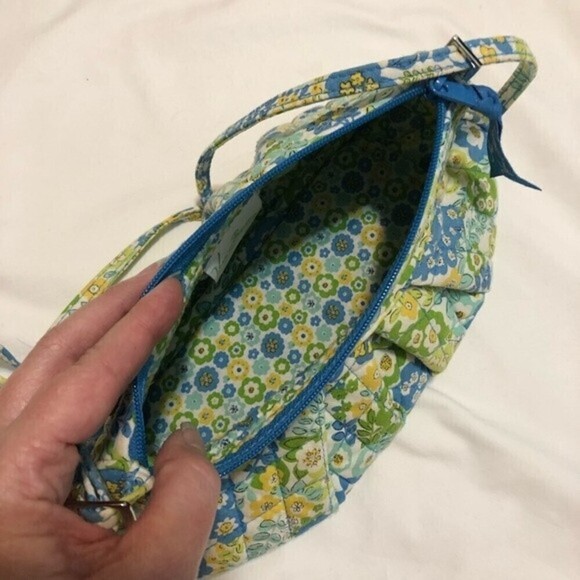 Vera Bradley English Meadow Small Y2K Bag Baguette Shoulder Crossbody Green Blue - Picture 7 of 10